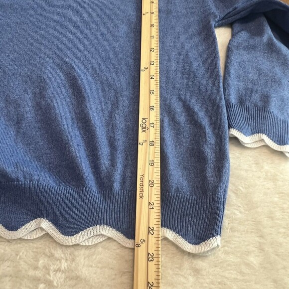 MISSLOOK Womens Blue Knitted Wool Pullover Sweater Scallop Hem Size Medium - Picture 10 of 10